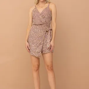 SLEEVELESS SEQUINS WRAP ROMPER Large thumbnail 3