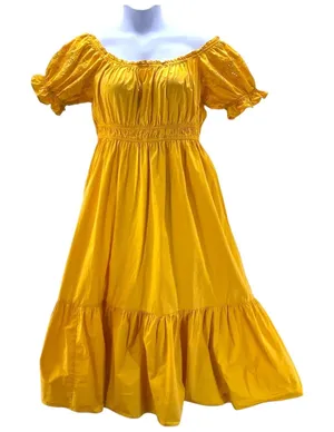 HM Midi Dress Yellow Marigold‎ Large thumbnail 1
