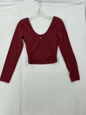 lululemon athletica Long Sleeve Scoop-Neck Top in Burgundy 1100 thumbnail 6