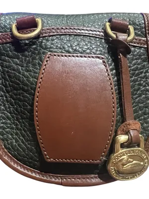 Vintage Dooney & Bourke All-Weather Leather coin purse in fir green and Britis thumbnail 3