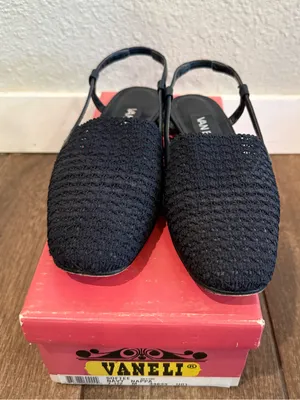 Vaneli Woven Slingback Flats Black Navy Textured Pointed Toe Womens Size‎ 7.5 thumbnail 3