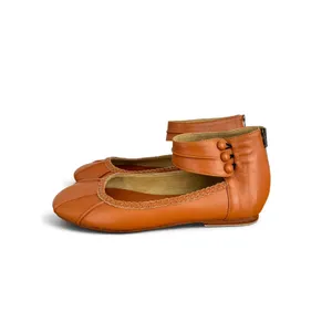 Elf shoes women's 10.5 Bali Muse ankle strap leather ballet flats zip handmade thumbnail 2