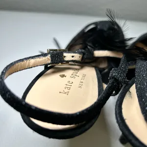 Kate Spade‎ Glitter Feather Black Open Toe Slingback Pumps Heels Size 7 thumbnail 7