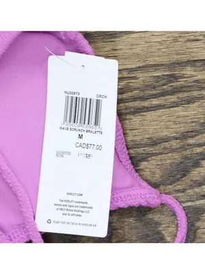 NWT Hurley Textured Wave Scrunch Bralette Bikini Top HU009T5 Orchid Purple M thumbnail 5