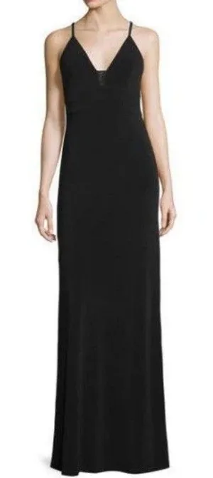 ALICE + OLIVIA Plunging Neckline Maxi Dress Black Size 4 thumbnail 1