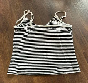 Gap TeeCo Women’s Vintage Black White Stripe Adjustable Tank thumbnail 3