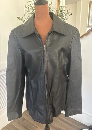 Colebrook Classics Black Genuine Nappa Leather Zip Up Jacket Womens Large L thumbnail 1