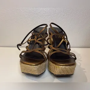 Donald J. Pliner Women’s Shaba Bronze‎ Straps Platform Wedge Sandals Size 7.5 thumbnail 5