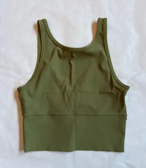 Lululemon Power Pivot Ribbed Tank Top Green thumbnail 1