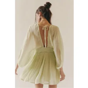 Free People Bohemian Ethereal Cottage Sweet Dreams Mini Dress Frozen Dew Large thumbnail 4