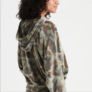 American Eagle Cozy Ever After Camouflage Velour Hoodie Sweatshirt XS thumbnail 2