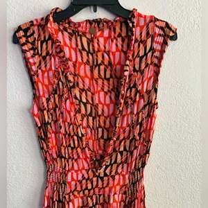 Free People Sahara Jumpsuit In Orange/Pink Abstract Print Wide Leg Boho Gypsy S thumbnail 10