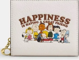 New Coach x Peanuts 2025 Snap Wallet Happiness Charlie Brown Gang thumbnail 1