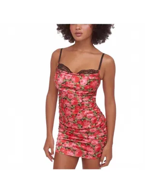 For Love & Lemons Madeline Mini Dress Peekaboo Satin Floral Women's Size Large thumbnail 3