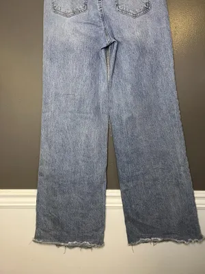 BCBGeneration High Rise Wide Leg Jeans Womens 28 Light Wash Blue Raw Hem Denim thumbnail 6