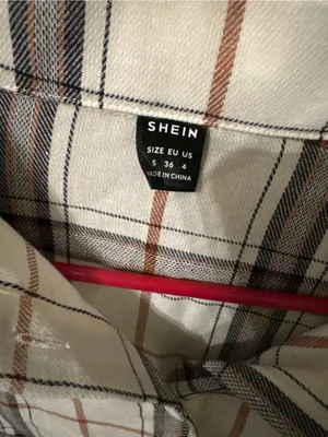 SHEIN Cream Plaid Cropped Button-Down Shirt with Black & Brown Stripes thumbnail 3
