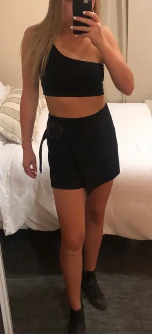 ZARA Suede Black Envelope Skort thumbnail 1