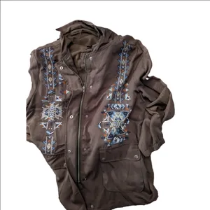 Miss Me Brown Lightweight Tribal Embroidery Stitchig Jacket Size Large thumbnail 8