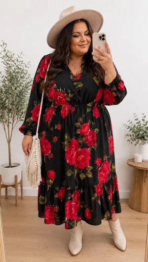 Torrid Black Floral Maxi Dress thumbnail 1
