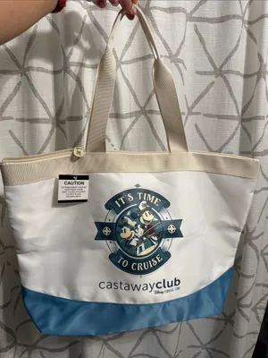 Castaway Club Disney Cruise Line White & Blue Tote Bag thumbnail 1