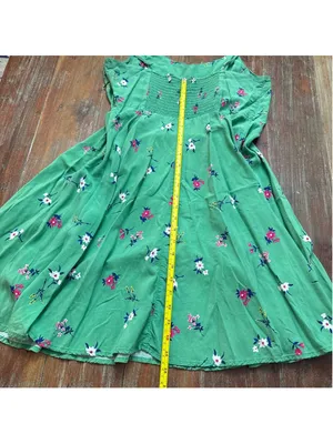 Old Navy Green Floral Fit & Flare Cami Dress Mini Smocked Back Size Large thumbnail 8