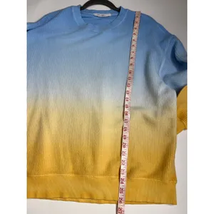 Moon Ryder Small Corded Crewneck Sweatshirt Blue Yellow Cotton Long Sleeve thumbnail 5