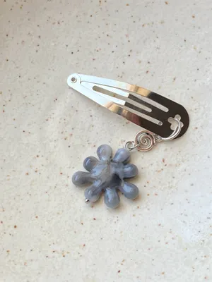 Handmade spiral swirl uzumaki & unique flower spike funky boho y2k hair clip🌀 thumbnail 7