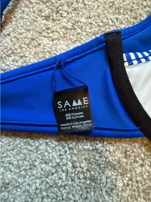 SAME Los Angeles Double Layer Blue/White Striped Bikini Set Blue thumbnail 6