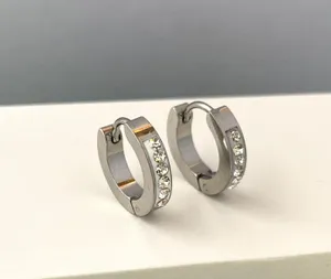 925 Silver Plated CZ Small Silver Hoop Earrings for Men Women thumbnail 1