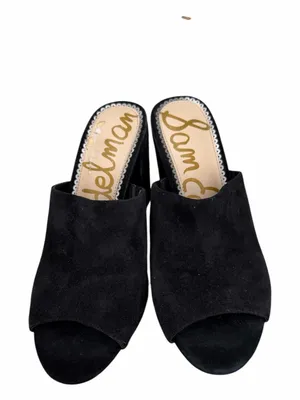 Sam Edelman | Orlie Heeled Mule Sandals Black Suede Chunky Heel Size 7.5 thumbnail 2