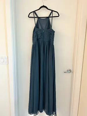 JJ's House Edeline Navy Blue A-line Ruffle Chiffon Maxi Dress Size 12/14 thumbnail 6