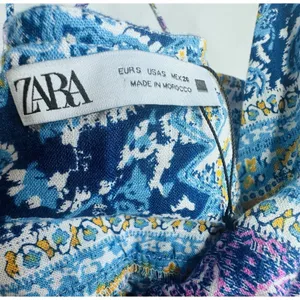 ZARA WOMAN PATCHWORK PRINT LINEN MAXI DRESS Twist Cross-BACK Size S High Slit thumbnail 10