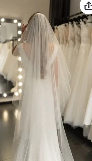 Light Ivory Cathedral Veil With Blusher White thumbnail 1