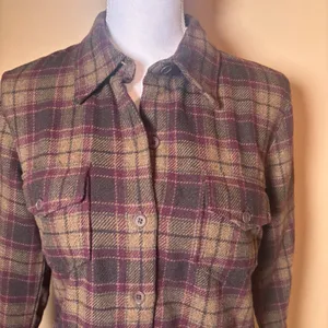 Vintage GAP Wool Plaid Shirt Dress Womens Small‎ Elbow Patches Button Front thumbnail 3