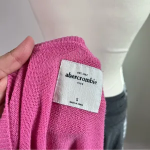 Abercrombie & Fitch Vtg Y2K‎ Pink Green Moose Logo V Knit Sweater Womens Small thumbnail 7