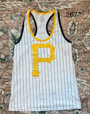MLB 5th & Ocean Women's Racerback Pinstripe Glitter Tank Top T-Shirt Size Small thumbnail 1