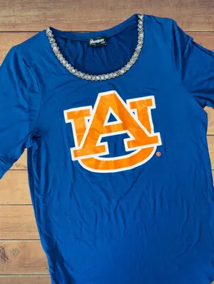 Gameday Couture Womens Size Large Auburn University Tigers Beaded High Neck Tee thumbnail 4