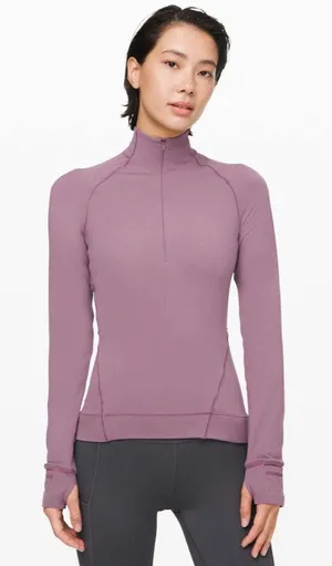 Lululemon Outrun the Elements 1/2 Zip Size 8 Frosted Mulberry Purple Womens thumbnail 1