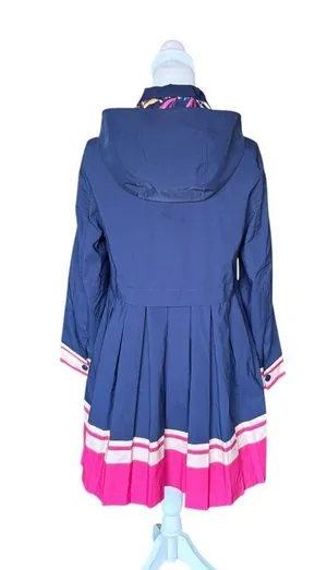 Chicos Pleated Rain Coat Jacket Striped Hem Sailboat Interior Womens Size 0 XS thumbnail 2