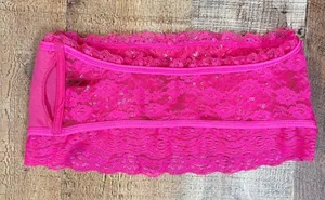 Tarea Rue 21 Medium Juniors Sequin Lace Hot Pink Bandeau Bra Top thumbnail 5