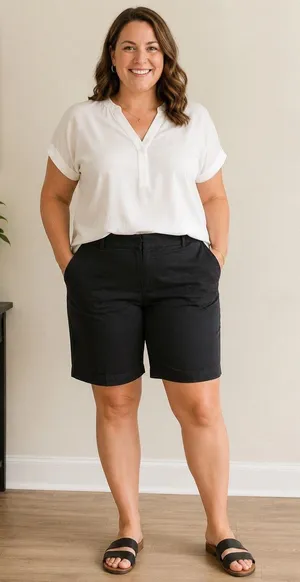 Ann Taylor Devin Fit Bermuda Shorts Womens Size 16 Black Stretch Cotton Blend thumbnail 1
