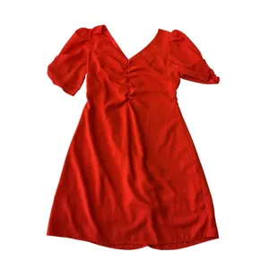 She +‎ Sky Red Ruched V-Neck Puff Sleeve Mini Dress SS8873 Womens Size Medium thumbnail 10