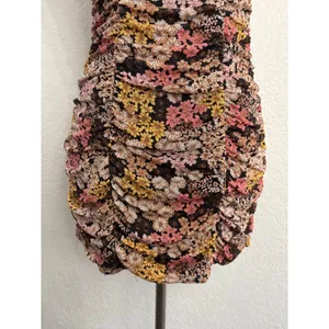 Ultra Flirt Bodycon Mini Dress Small Multicolor Floral Ruched Mesh Tie Front thumbnail 4