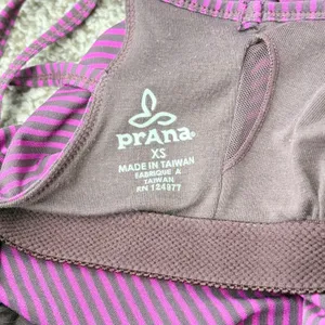 prAna Rebecca Athletic Dress Women XS‎ Purple Gray Striped Lattice Shelf Bra thumbnail 8