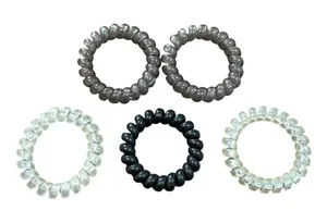 Spiral Hair Ties No Crease‎ Coils Ponytail Holders Elastics Multicolor Set of 5 thumbnail 1