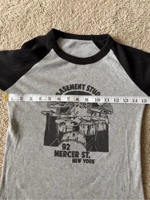 Brandy melville John Galt Pacsun Long-Sleeve Top Gray & Black Raglan size small thumbnail 8