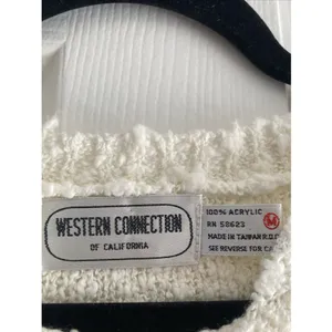 Western Connection Vintage Popcorn‎ Knit Sweater Womens Size M White Striped 80s thumbnail 4