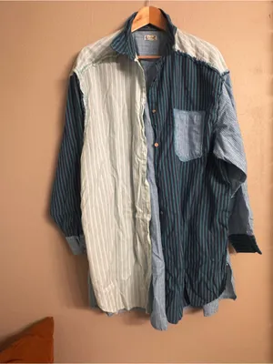 FREE PEOPLE Rags To Riches Striped‎ Patchwork Button-Down Shirt thumbnail 2