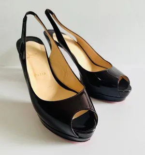 Christian Louboutin Altadama 100 Burgundy Slingback Peep Toe Patent Pump Sz 39.5 thumbnail 2