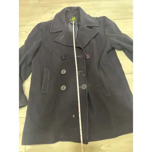 Liz Claiborne Classics Black / Navy Blue Double Breasted Pea Coat Women Small thumbnail 3